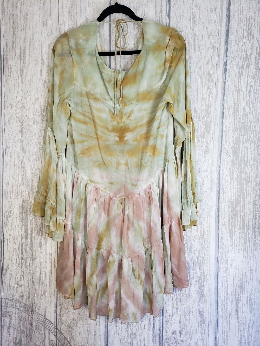 Young Fabulous & Broke Rosa mini dress green & pink tie-dye Boho Festival Medium - Picture 3 of 10